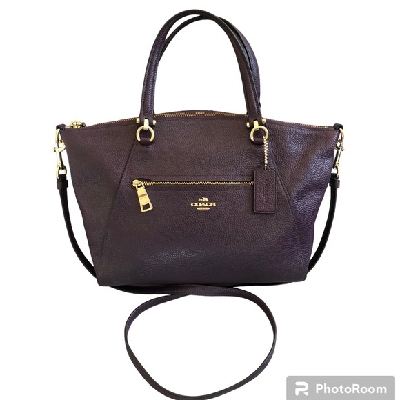 Coach Prairie Pebble Leather Satchel Bag Plumb/Purple EUC - Picture 2 of 11